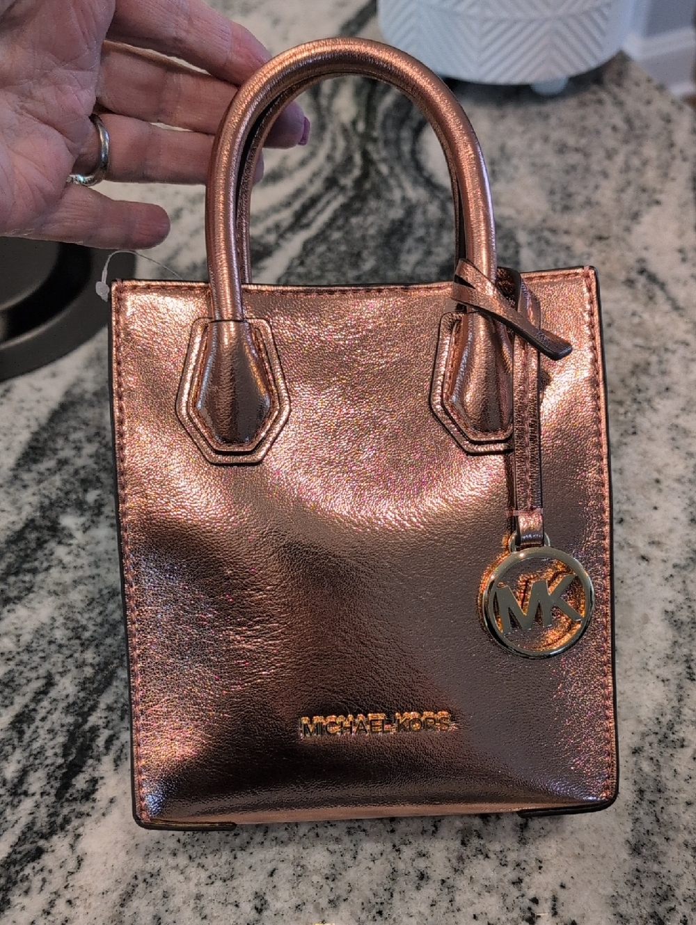 Michael Kors Metallic Rose Gold Mini Satchel Bag